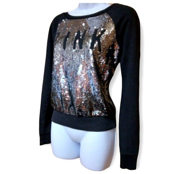 PINK! VICTORIA'S SECRET- BLING LIMITED EDITION SEQUINED OMBRE STYLE SWEATER - Picture 6 of 16